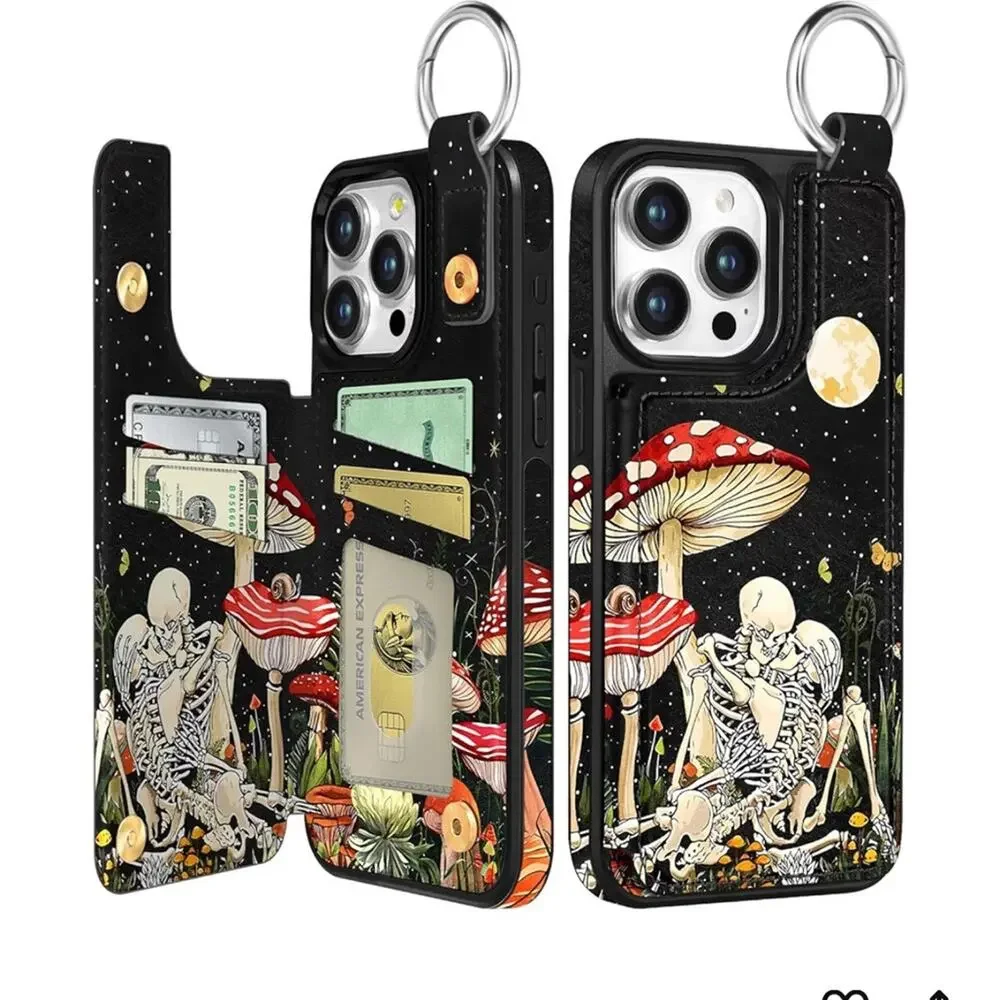 NWT iPhone 14 Pro Max Wallet Case Gothic Dark Romance Card Holder